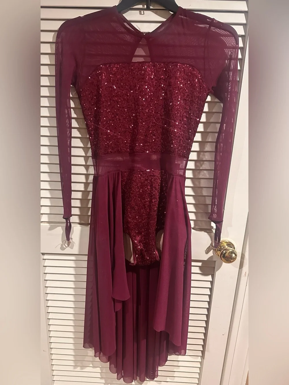 Weissman “Island” Plum Long-Sleeve Sequin Dance Dress - LA